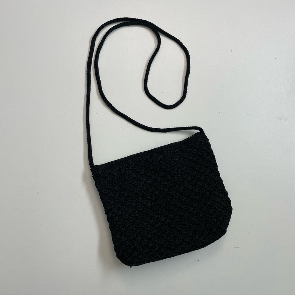 The Sak Purse Mini Crossbody Crocheted Boho Bohemian Travel Festival Black Y2K